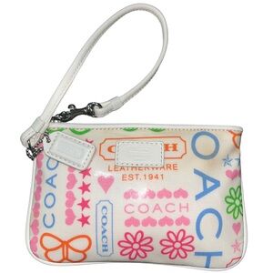 FINAL PRICE Vintage Y2K Coach White Butterfly Heart Floral Mini Wristlet